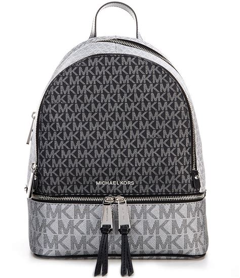 michael michael kors rhea medium logo backpack black|signature rhea zip medium backpack.